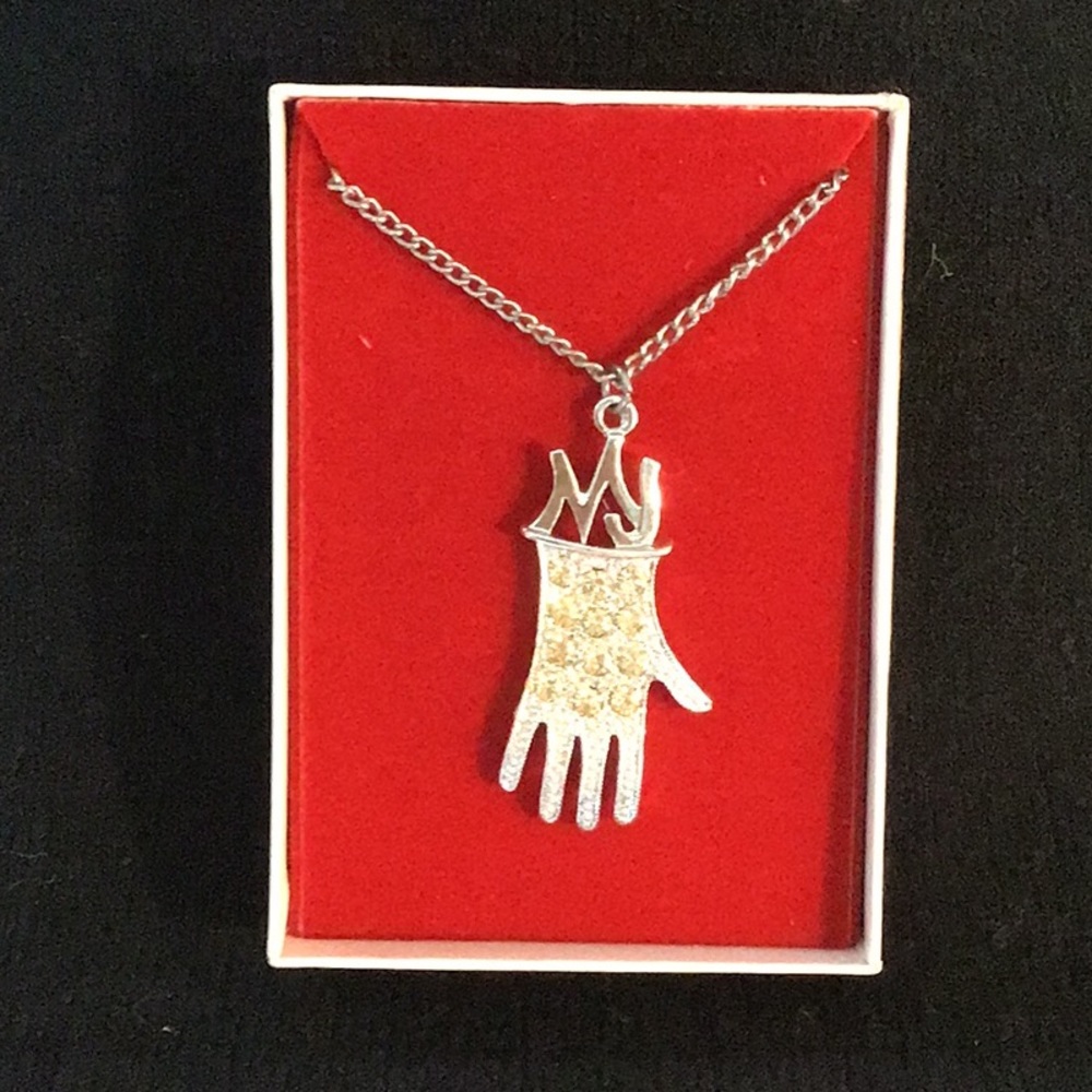 🌼Vintage 80’s🌼 Michael Jackson rhinestone glove necklace with MJ initials